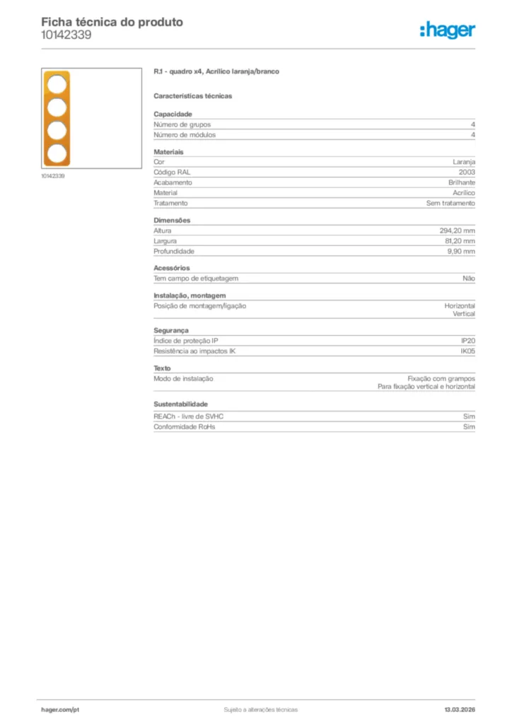 Imagem Hager Ficha técnica do produto 10142339 | Hager Portugal