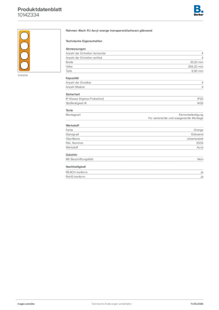 Berker Produktdatenblatt 10142334