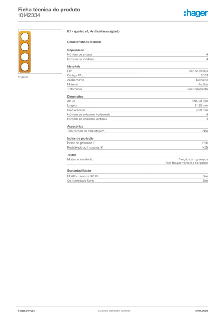 Imagem Hager Ficha técnica do produto 10142334 | Hager Portugal
