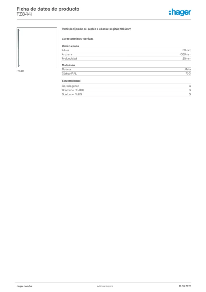 Imagen Hager Ficha de datos de producto FZ8441 | Hager España