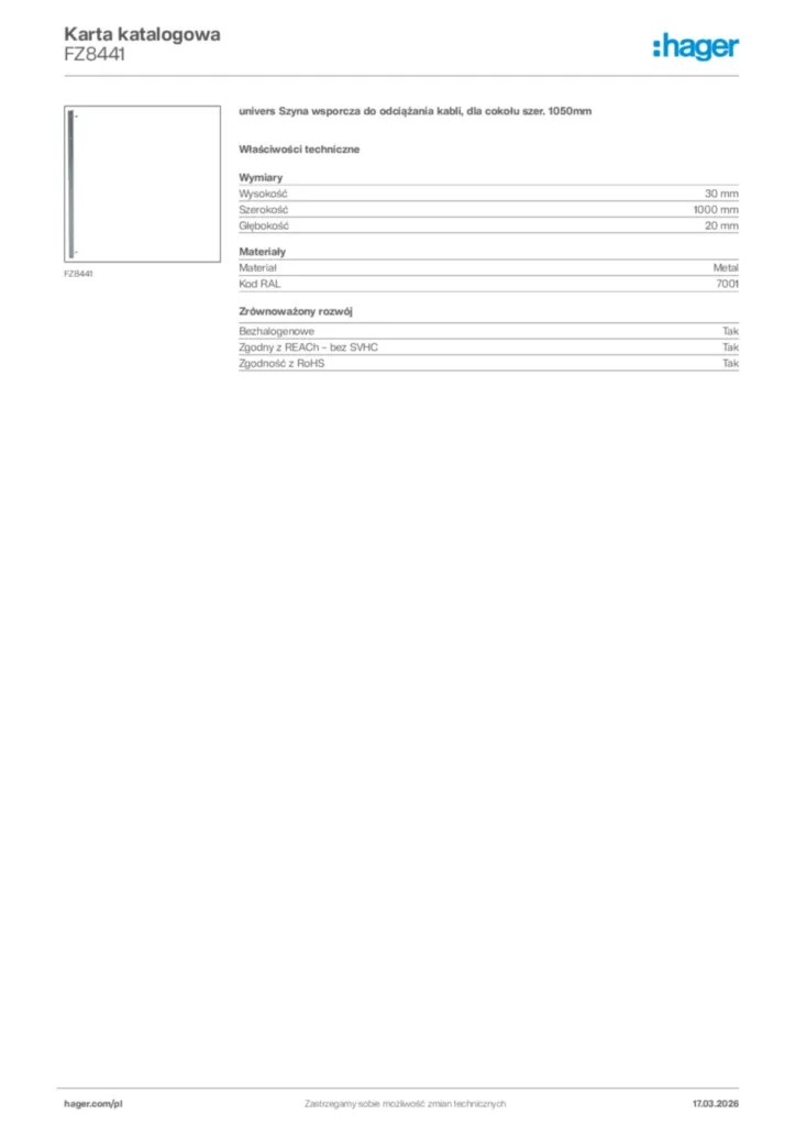 Zdjęcie Hager Karta katalogowa FZ8441 | Hager Polska