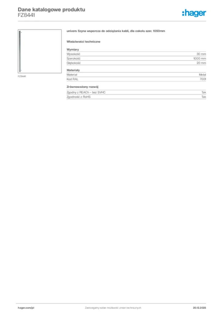 Zdjęcie Hager Dane katalogowe produktu FZ8441 | Hager Polska