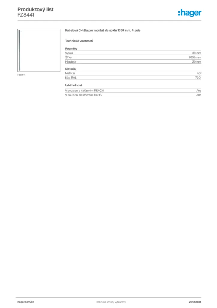 Obrázek Hager Produktový list FZ8441 | Hager