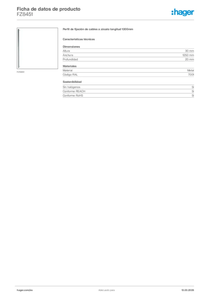 Imagen Hager Ficha de datos de producto FZ8451 | Hager España