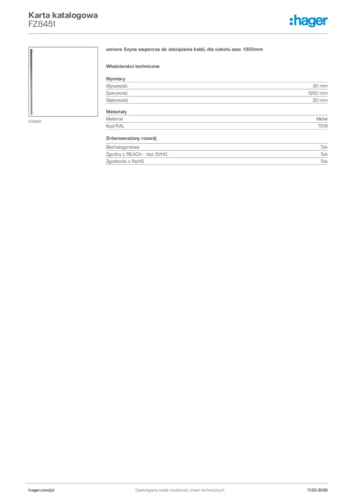 Zdjęcie Hager Karta katalogowa FZ8451 | Hager Polska
