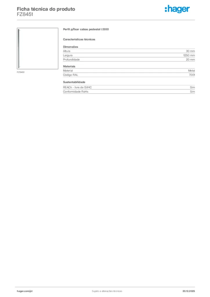 Imagem Hager Ficha técnica do produto FZ8451 | Hager Portugal