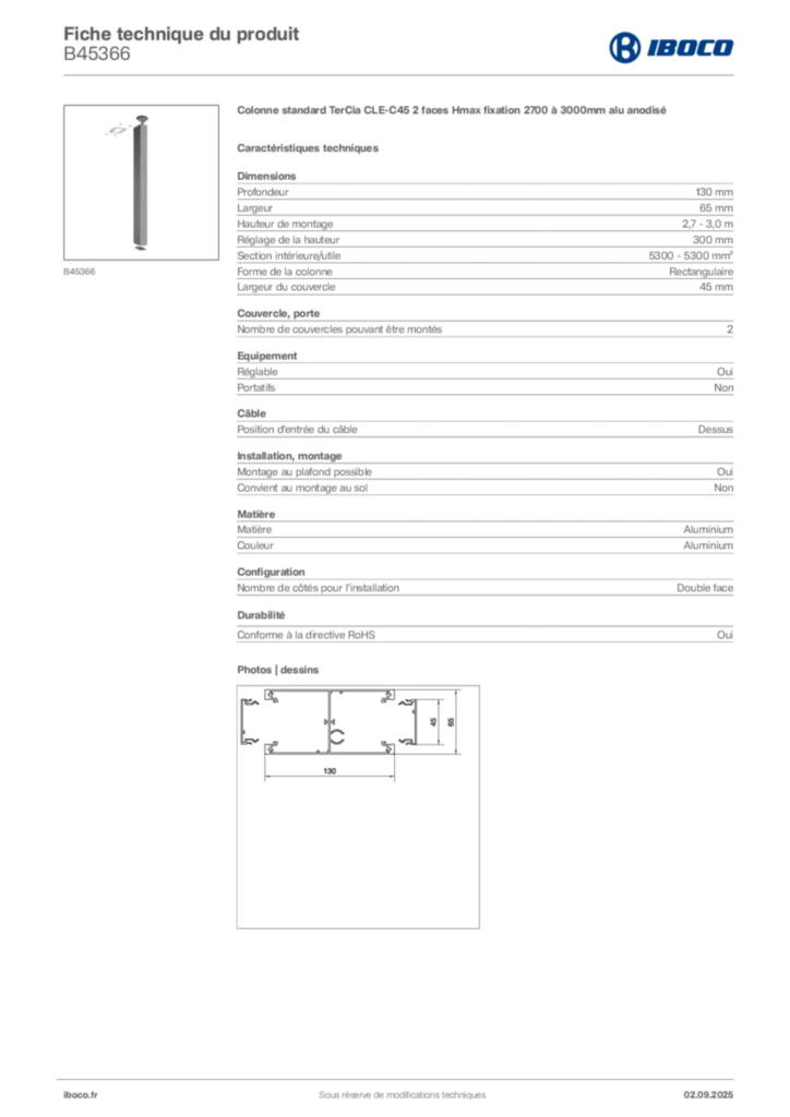 Image Iboco Fiche technique du produit B45366 | Hager France