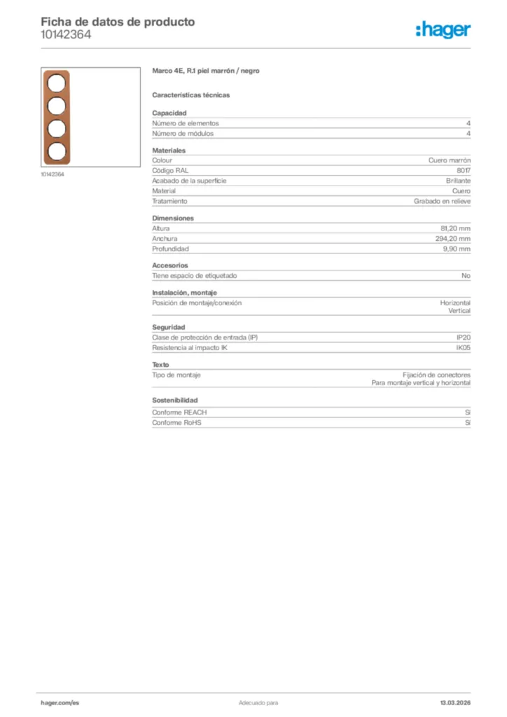 Imagen Hager Ficha de datos de producto 10142364 | Hager España