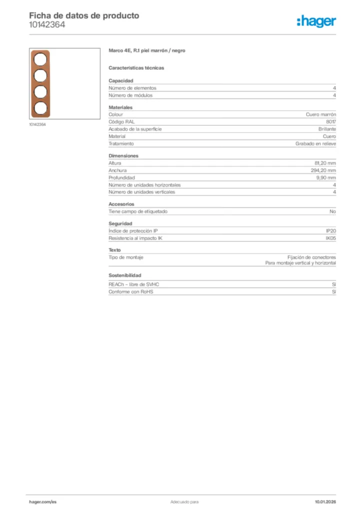 Imagen Hager Ficha de datos de producto 10142364 | Hager España