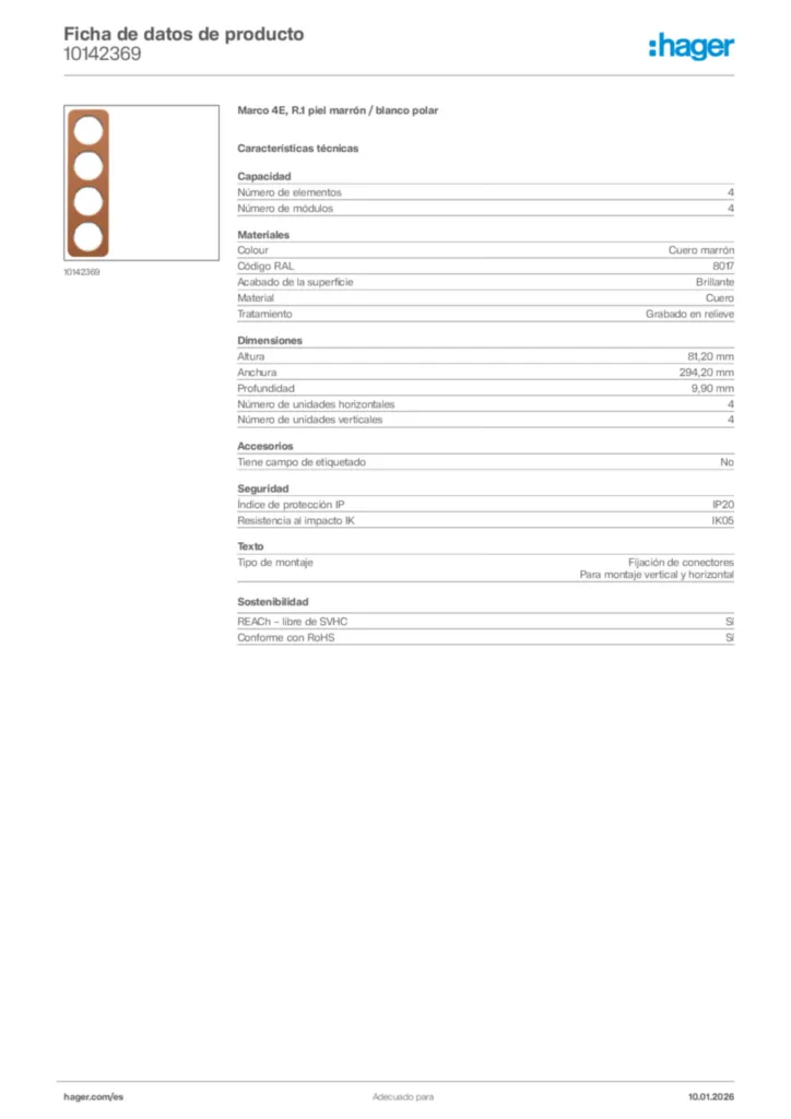 Imagen Hager Ficha de datos de producto 10142369 | Hager España