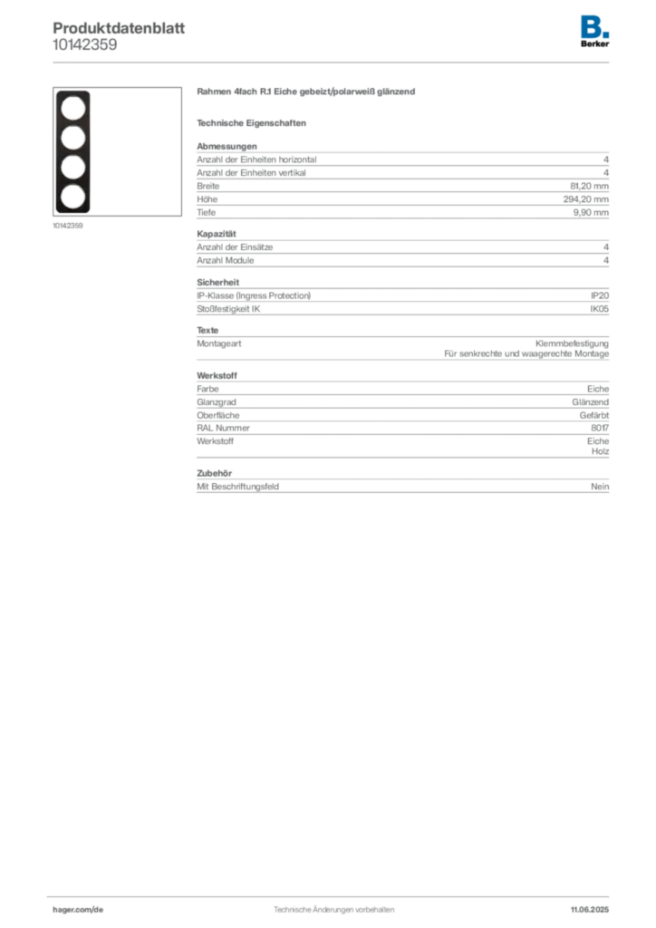 Berker Produktdatenblatt 10142359