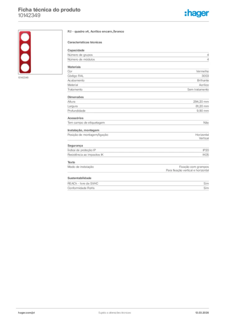 Imagem Hager Ficha técnica do produto 10142349 | Hager Portugal
