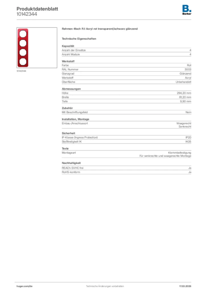 Bild Berker Produktdatenblatt 10142344 | Hager Deutschland