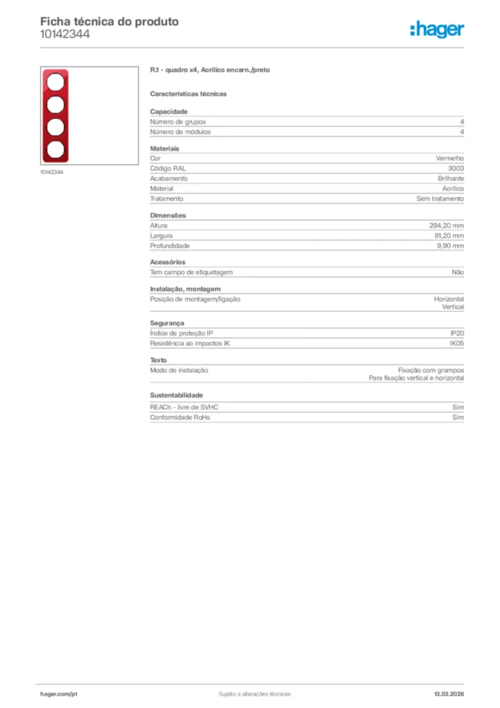 Imagem Hager Ficha técnica do produto 10142344 | Hager Portugal