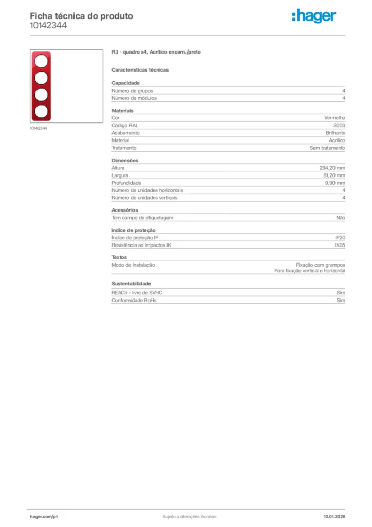 Imagem Hager Ficha técnica do produto 10142344 | Hager Portugal