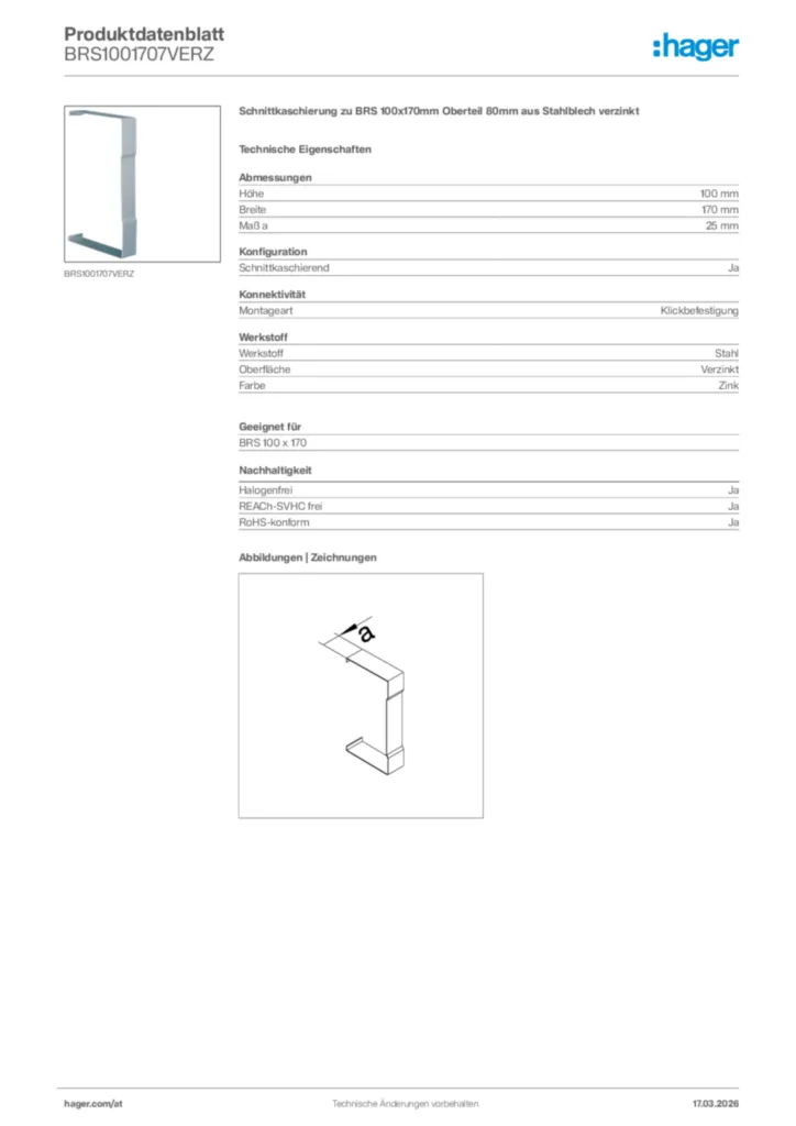 Bild Hager Produktdatenblatt BRS1001707VERZ | Hager Deutschland