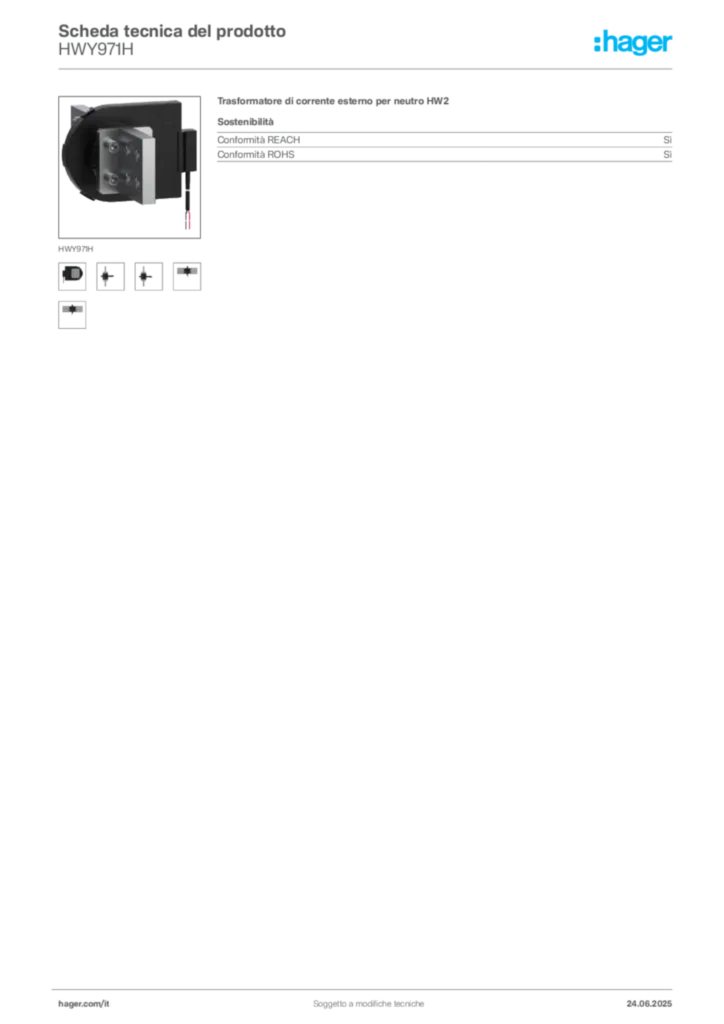 Immagine Hager Scheda tecnica del prodotto HWY971H | Hager Italia