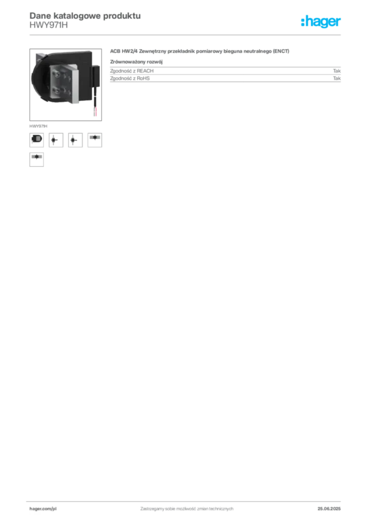 Zdjęcie Hager Dane katalogowe produktu HWY971H | Hager Polska