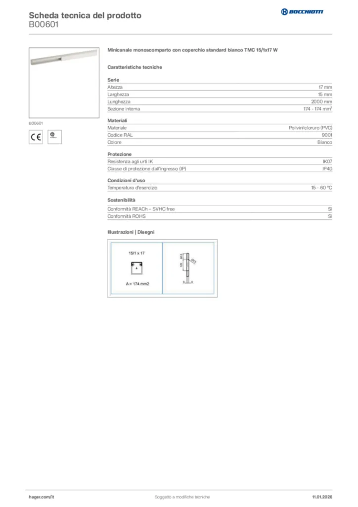 Immagine Bocchiotti Scheda tecnica del prodotto B00601 | Hager Italia