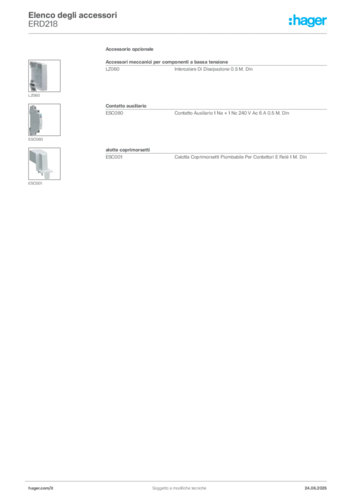 Immagine Hager Scheda tecnica del prodotto ERD218 | Hager Italia