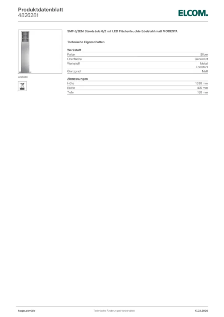 Bild Elcom Produktdatenblatt 4826281 | Hager Deutschland