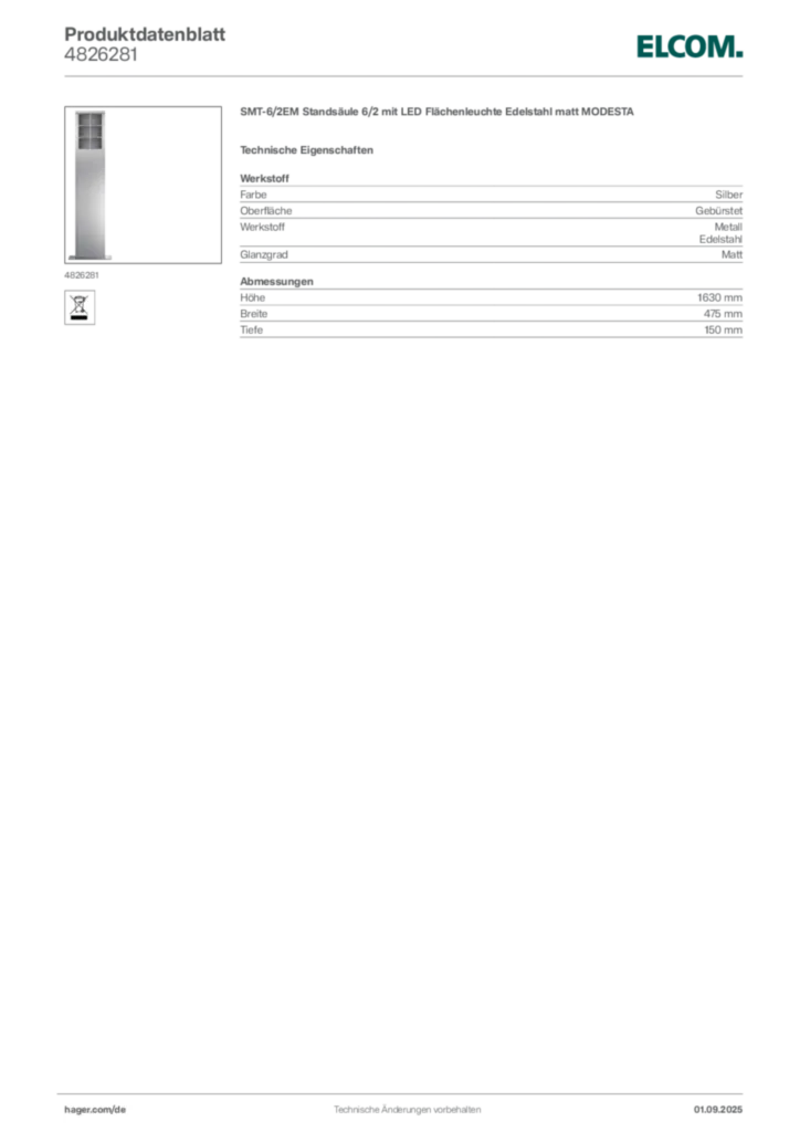 Elcom Produktdatenblatt 4826281