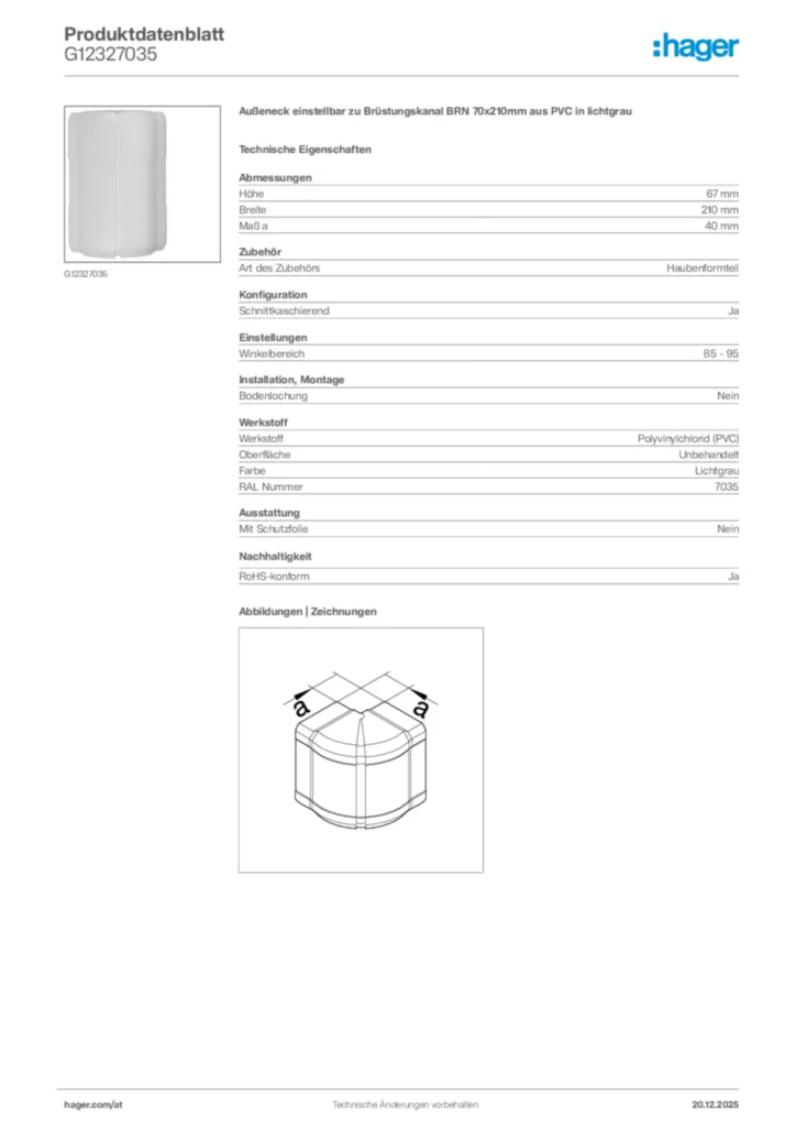 Bild Hager Produktdatenblatt G12327035 | Hager Deutschland