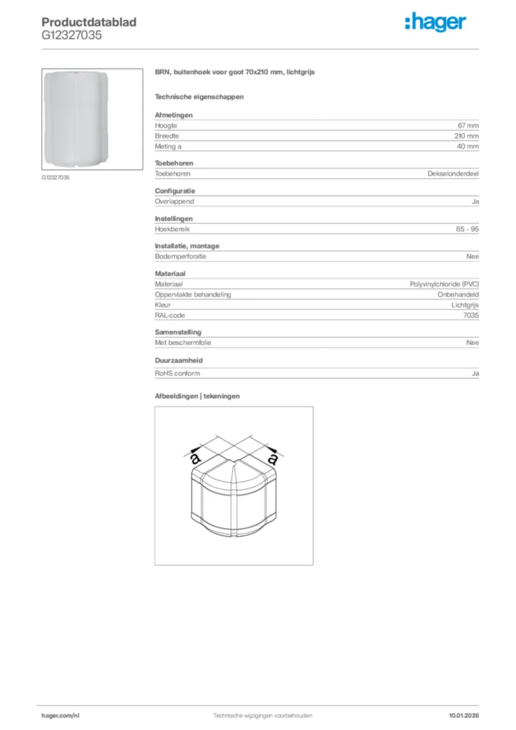 Afbeelding Hager Productdatablad G12327035 | Hager Nederland