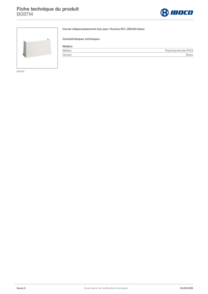 Image Iboco Fiche technique du produit B08714 | Hager France