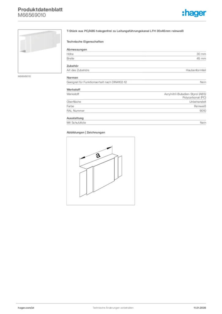 Bild Hager Produktdatenblatt M66569010 | Hager Deutschland