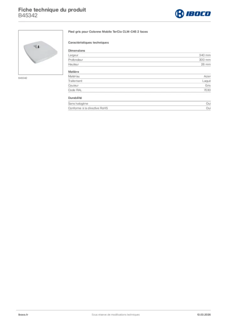 Image Iboco Fiche technique du produit B45342 | Hager France