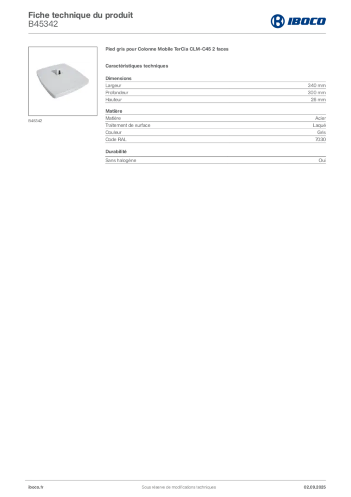 Image Iboco Fiche technique du produit B45342 | Hager France