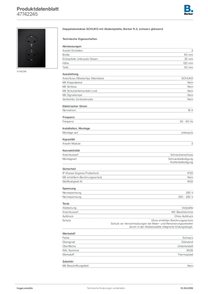 Berker Produktdatenblatt 47742245