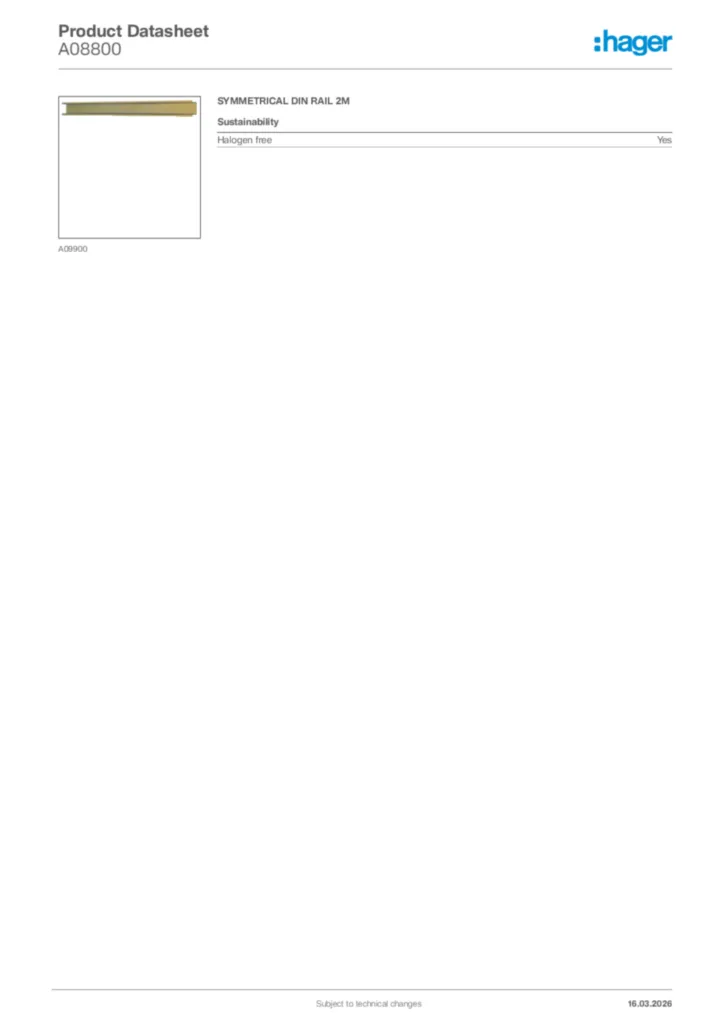 Image Hager Product data sheet A08800  | Hager Africa