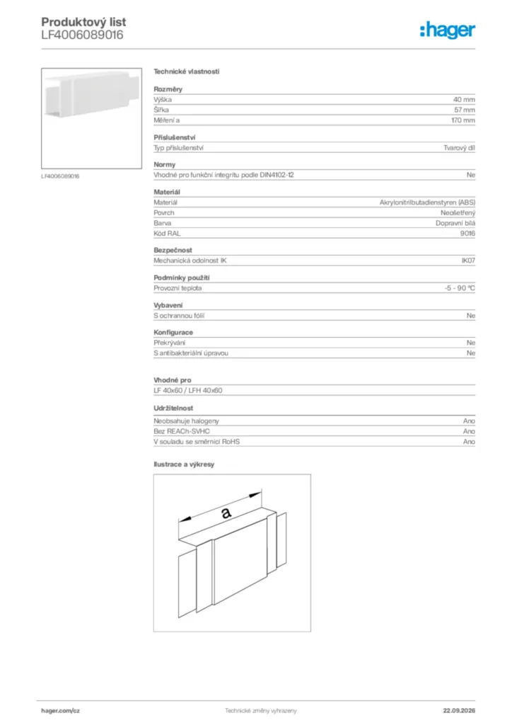 Obrázek Hager Generováno - Datový list produktu LF4006089016 | Hager