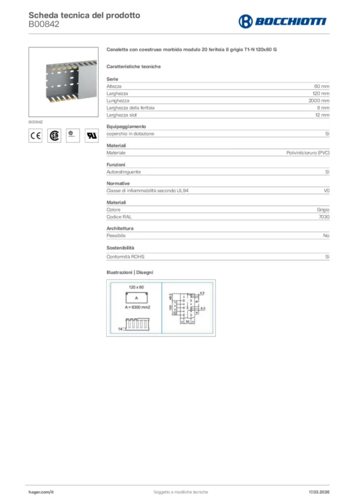 Immagine Bocchiotti Scheda tecnica del prodotto B00842 | Hager Italia