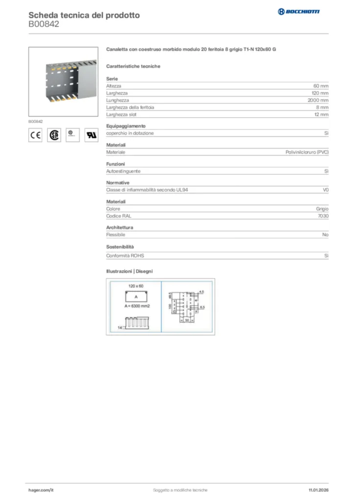 Immagine Bocchiotti Scheda tecnica del prodotto B00842 | Hager Italia