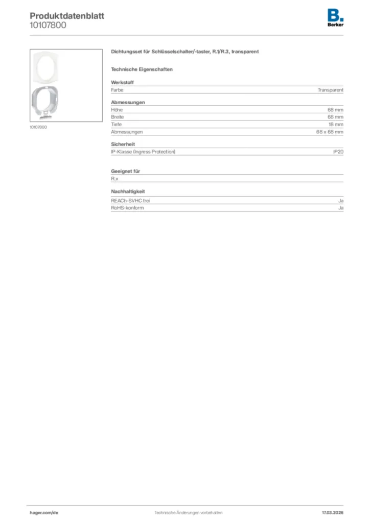 Bild Berker Produktdatenblatt 10107800 | Hager Deutschland