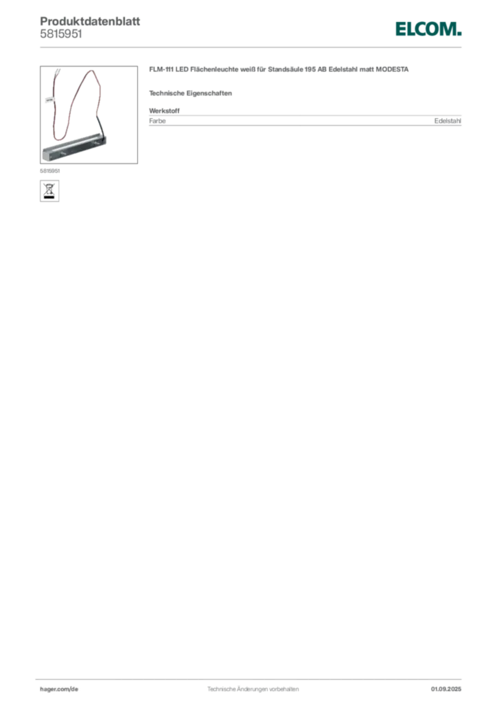 Elcom Produktdatenblatt 5815951