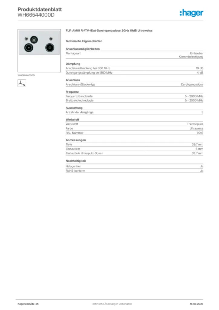Bild Hager Produktdatenblatt WH66544000D | Hager Schweiz
