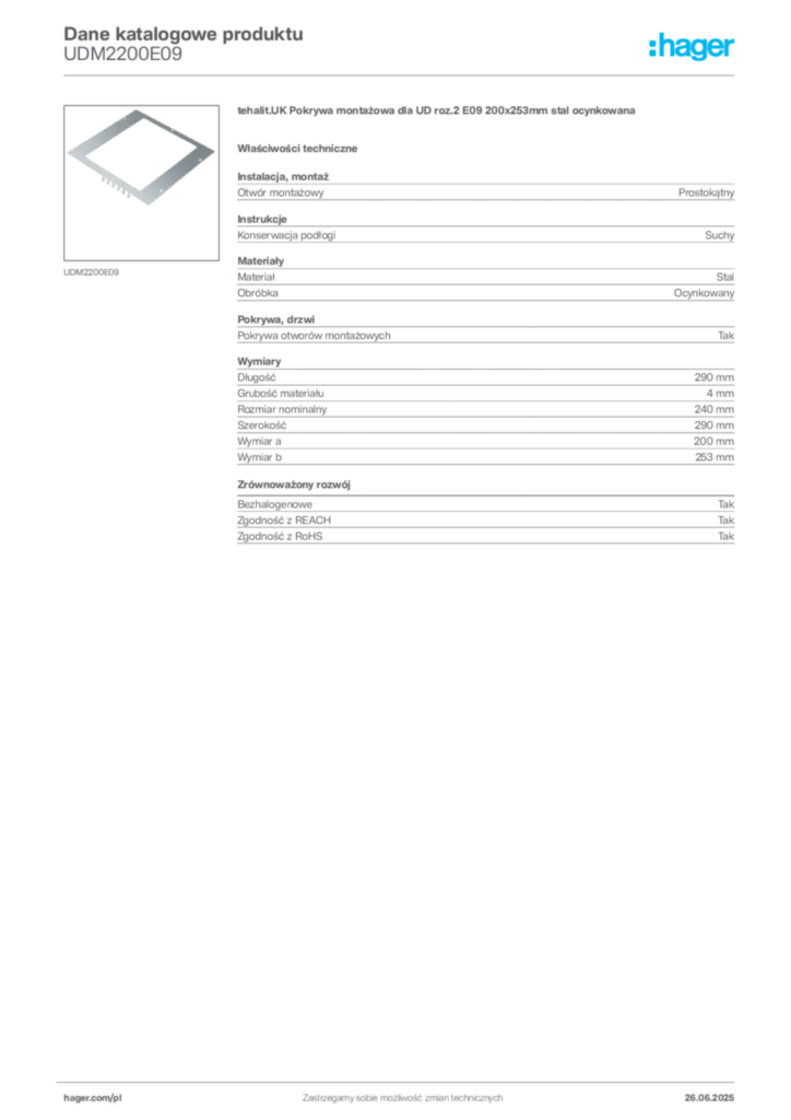 Zdjęcie Hager Dane katalogowe produktu UDM2200E09 | Hager Polska
