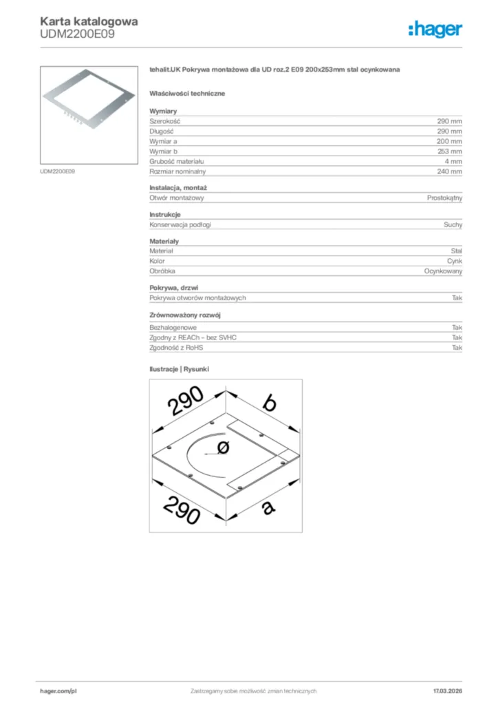 Zdjęcie Hager Karta katalogowa UDM2200E09 | Hager Polska