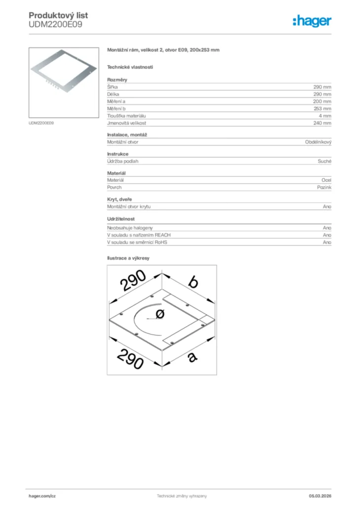 Obrázek Hager Product data sheet UDM2200E09 | Hager