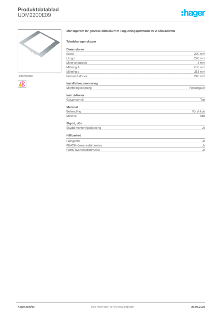 Bild Hager Produktdatablad UDM2200E09 | Hager Sverige