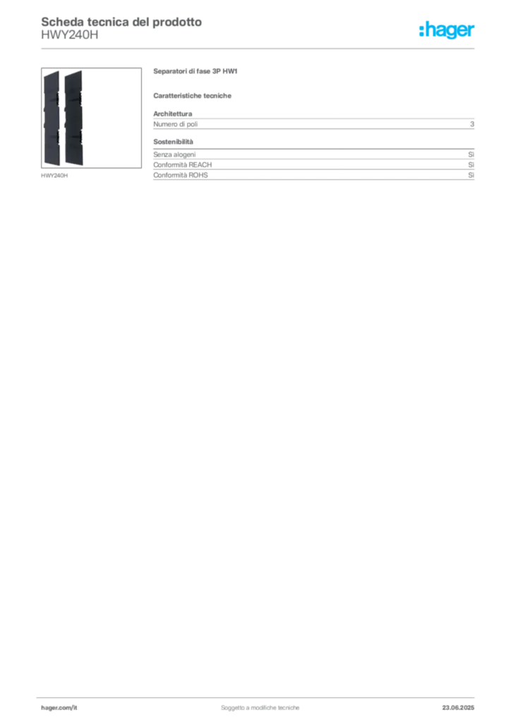 Immagine Hager Scheda tecnica del prodotto HWY240H | Hager Italia