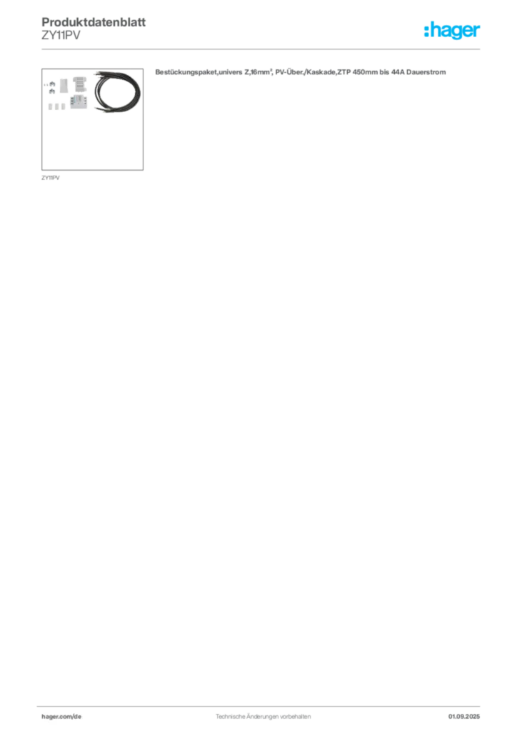 Bild Hager Produktdatenblatt ZY11PV | Hager Deutschland