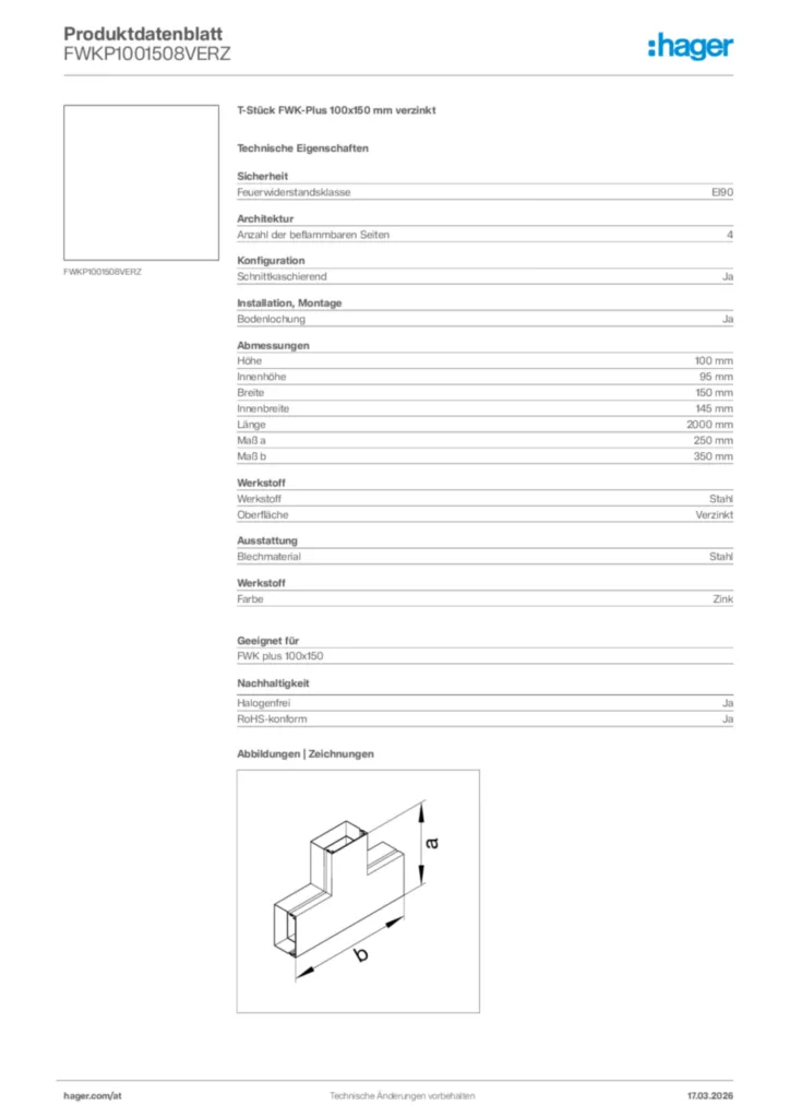 Bild Hager Produktdatenblatt FWKP1001508VERZ | Hager Deutschland