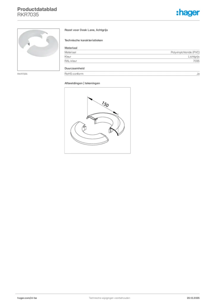 Afbeelding Hager Productdatablad RKR7035 | Hager Belgium
