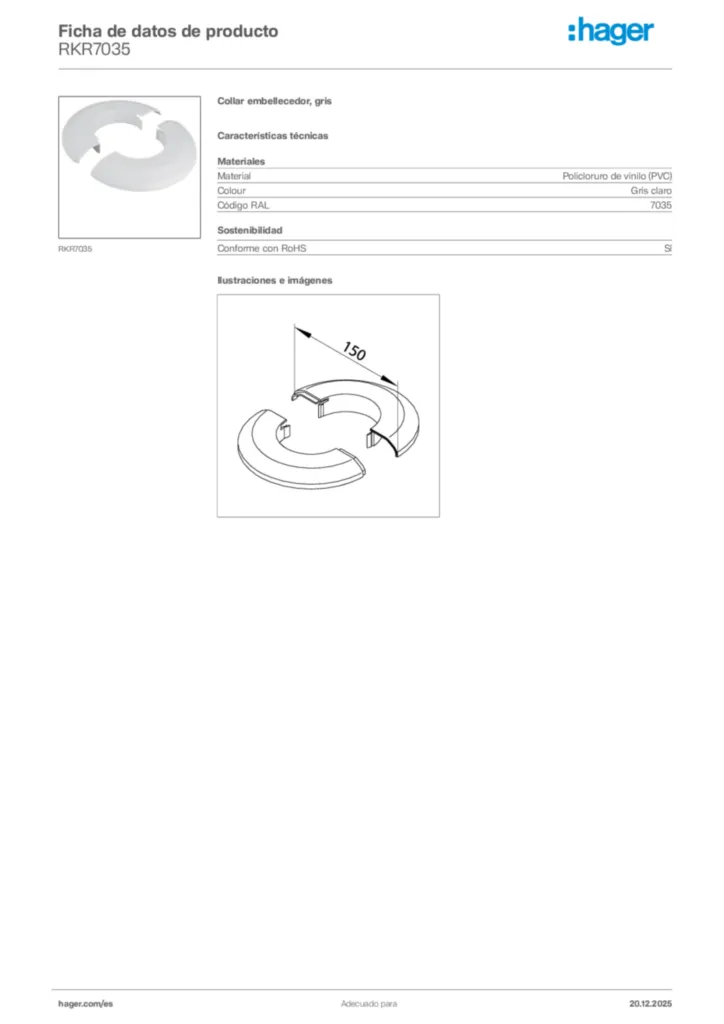 Imagen Hager Ficha de datos de producto RKR7035 | Hager España