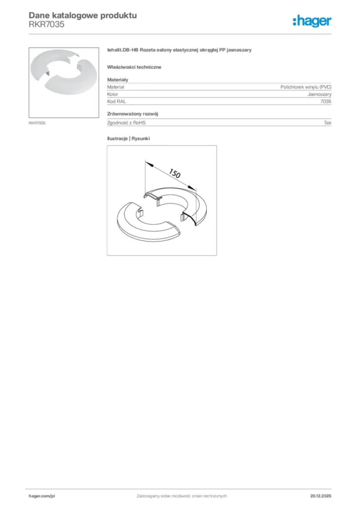 Zdjęcie Hager Dane katalogowe produktu RKR7035 | Hager Polska
